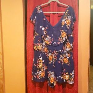 Navy Blue Floral Rompers